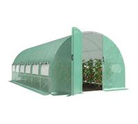 Serre tunnel de jardin - Outsunny - 18m² 295x597x200cm - avec portes et 12 fenêtres avec moustiquaires - bâche PE 140 g/m² - vert