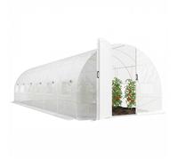Serre tunnel de jardin - Outsunny - 24m² 295x798x199cm - avec portes et 12 fenêtres avec moustiquaires - bâche PE 140 g/m² - blanc