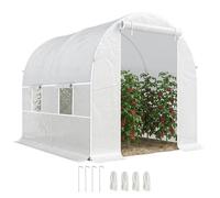 Outsunny Serre de Jardin Serre Tunnel Surface Sol 5 m² 2,5L x 2l x 2H m châssis Tubulaire renforcé 18 mm 4 fenêtres Blanc