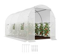 Serre tunnel de jardin - Outsunny - 7m² -350x200x200 cm - porte 6 fenêtres - cadre en métal, bâche PE haute densité 140 g/m² - blanc