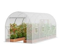 VEVOR Serre tunnel jardin 445×194×192 cm – acier galvanisé, PE blanc, porte enroulable, 8 fenêtres