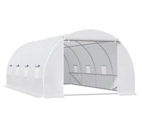 Serre tunnel en film plastique - Serre de jardin - Surface de 18 m² - Dimensions : 6 x 3 x 2 mètres - Structure en tubes renforcés de 24 mm - 8 fenêtres - Couleur : blanc