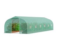 VEVOR Serre tunnel de jardin 900×300×200 cm – cadre acier galvanisé, toit pointu, 12 fenêtres