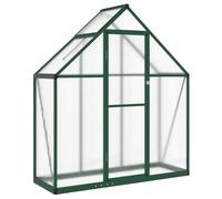 Serre verte 169 x 58 x 195 cm en aluminium | Panneaux en polycarbonate, fenêtre d'aération, système de gouttière, porte battante, assemblage facile