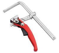 Serres de fixation pour rails de guidage, capacité 160 mm, profondeur de gorge 60 mm, mécanisme à cliquet, force de serrage de 220 kg