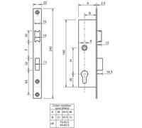 Serrure 1 point coffre 7/39.5 ENT 85 - METALUX - F107390100