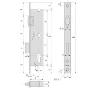 Serrure 1 point cylindre pêne dormant à rouleau 39mm - STREMLER - 2264.39.0