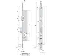 Serrure 3 points pêne dormant à rouleau coffre de 39 mm pour tringle plate STREMLER 2274.39.TI24