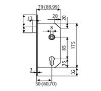 Serrure 4039 gauche sur antipanique TESA 4039TR6IN