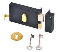 JPM Serrure 4G en applique 1 point 124000-02-1A tirage horizontal cylindre de 50 mm droite Noir