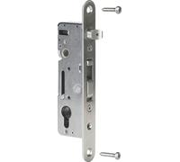Serrure à cadre tubulaire H-métal avec pêne crochet, DM 35, PZ 92, têtière ronde, inox