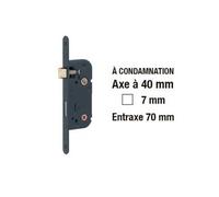 THIRARD - Serrure encastrable NF à condamnation pour salle de bain et toilette, axe 40mm, bouts ronds, noir