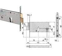Serrure à encastrer pour barres de verrouillage et pêne, 77 mm, H 44360 - 70 mm (44360700)