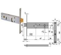 Serrure à encastrer pour barres de verrouillage et pêne demi-tour, 44 mm, H 44150 - 60 mm, à simple tour (44150600)