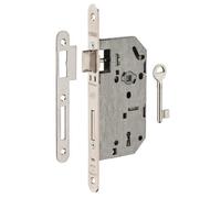 Serrure encastrable Monomax NF à clé pour porte de chambre, axe 50mm, bouts ronds, têtière laitonnée, 1 clé - THIRARD