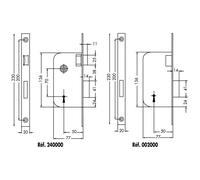 Serrure à larder monopoint - JPM - 240000-01-1B - Axe 50 mm - Pêne dormant & demi-tour - Têtière 230x20x3 mm