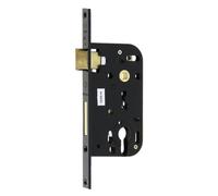 Serrure à larder MULTIBAT à profil européen axe 50 mm finition noir à bout carré sans gâche réversible JPM 210000-01-1J