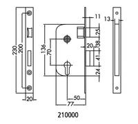 Serrure à larder MULTIBAT à profil européen axe 50mm finition nickelé à bout rond sans gâche réversible - JPM - 210000-06-1J