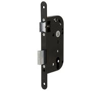 Serrure à larder série 800 NF bouts ronds bec de cane à condamnation axe 50 mm avec gâche noire BRICARD 851701