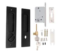 Serrure à Mortaise pour Porte Coulissante, Loquet à Poignée Encastrée Invisible avec Revêtement en Poudre avec 2 Clés pour Armoire (Noir)
