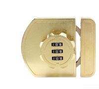 Serrure à mot de passe sans perçage pour tiroir porte coulissante armoire en alliage de zinc avec code réglable et éclairage pour cadran pour usage domestique (doré)