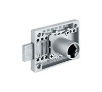Serrure à plaquer avec axe réglable - Diamètre cylindre : 16,5 mm - Axe : 15 à 40 mm - Décor : Nickelé - Longueur : 22 mm - Sens : Universel - OJMAR