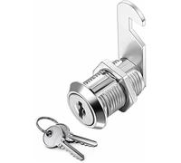 Serrure batteuse à cylindre - PZCC - Barillet 30 mm - Acier inoxydable nickelé - Crochet 47 mm - 2 clés