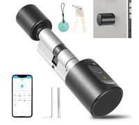 Serrure connecté, Cylindre serrure Réglable 60 (30/30),pour la porte d'entrée avec App, Bluetooth,Empreinte digitale, deux clés