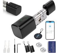 Serrure connectée avec lecteur d'empreintes digitales, cylindre de 60 à 90 mm, Bluetooth, application mobile