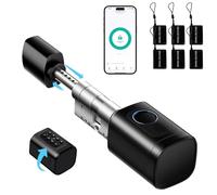 Serrure connectée, serrure électronique à empreinte digitale, longueur réglable Smart Lock, serrure électronique avec carte RFID, application, WiFi, Bluetooth, 60-90mm, accessoires de rallonge,noir