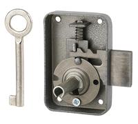 Serrure de meuble Paris pour porte d'ameublement, gauche, axe 25mm, 50x70mm, gris, 1 clé - THIRARD