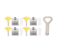 Serrure de fenêtre coulissante, 4 pièces, bouchon de limite de porte en alliage d'aluminium avec clé pour la sécurité de la Ventilation de la maison