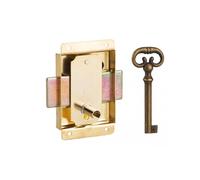 Serrure de meuble à pattes pour porte d'ameublement 50mm acier laitonné 1 clé - THIRARD
