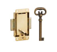Serrure de meuble en applique - THIRARD - 30x50 mm - axe 15 mm - laiton - 1 clé