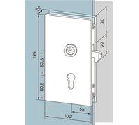 Serrure de porte coulissante 05.202, alu argent anodisé | Ferrure de porte en verre - Accessoires dormakaba