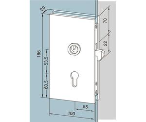 Serrure de porte coulissante 05.202, alu argent anodisé | Ferrure de porte en verre - Accessoires dormakaba