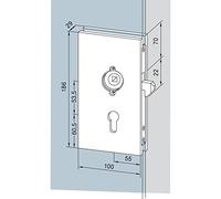 Serrure de porte coulissante 05.202, aluminium argenté anodisé | Ferrure de porte en verre - Accessoires dormakaba