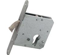Serrure de porte coulissante avec verrou arqué nickelé, PZ, DM 65, têtière ronde, inox