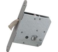 Serrure de porte coulissante avec verrou arqué nickelé, WC, DM 55, têtière ronde, inox