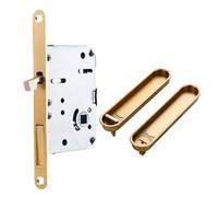 Serrure de porte coulissante en or brossé, poignée intérieure encastrée avec poignée de bord, design caché pour portes en bois de salle de bain et de cuisine, matériel coulissant encastré