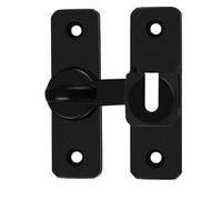 Serrure de porte de grange coulissante à 90 degrés, serrure de sécurité robuste en acier inoxydable, antirouille, design robuste, idéal pour abris, volets, armoires, noir, 7,5 x 2,3 x 5 cm