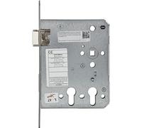 Serrure de porte d'évacuation 1019 PZW pour 2 cylindres profilés, gauche, DM 60/100, acier inoxydable