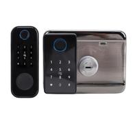 Serrure de porte double Smart Latch avec carte de touches de clavier | Loquet de porte électronique Double face, 5 méthodes de déverrouillage, serrure intelligente à empreintes digitales clôture