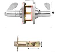 Serrure de porte en alliage d'aluminium, poignée sphérique à trois leviers, mécanisme de sécurité moderne pour salle de bain, construction en métal pour portes intérieures en aluminium, plastique et