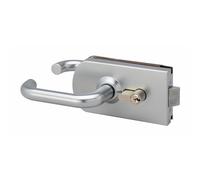 Serrure de porte en verre - à cylindre - déportée - chromé - 9845 MÉTALUX