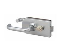 Serrure de porte en verre - à cylindre - déportée - inox poli - 9845 MÉTALUX