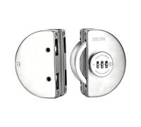 Serrure de porte en verre avec code 104 x 90 x 55 mm | Sans perçage en acier inoxydable pour portes doubles | Tirage mécanique pour magasin, bureau, maison
