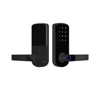 Serrure de porte intelligente à empreinte digitale Tuya - Entrée sans clé biométrique Bluetooth TTLock pour maison, appartement, hôtel, école Le noir