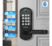 Serrure de porte intelligente à empreintes digitales avec clavier, contrôle par application, carte IC, mot de passe, alimentation de secours, poignée réglable gauche/droite, convient pour la maison, l