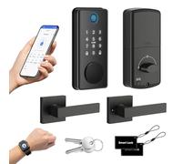 Serrure de Porte Intelligente avec 2 Poignées à Levier, Contrôle par APP | Serrure de Porte Intelligente à Empreinte Digitale, Sans lavier Tactile, Compatible Apple Watch. Ouverture en 1 Touche